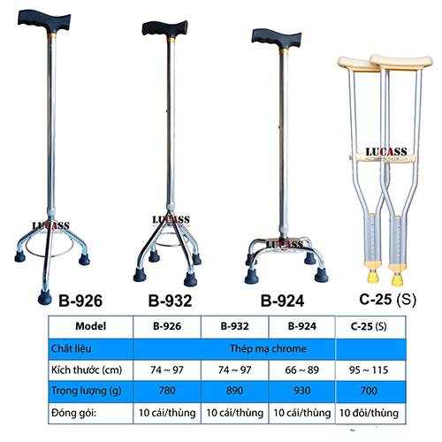 Gậy chống 3 - 4 chân cho người già Lucass
